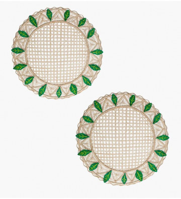 Set of 2 handmade tablecloths in white leaves - Nardini Forniture