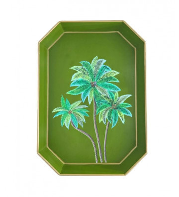 Vassoio decorativo in ferro verde con palme - Les Ottomans - Les Ottomans - Nardini Forniture