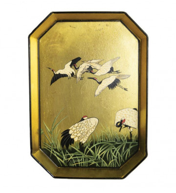 Vassoio in ferro dipinto a mano oro cicogne - Les Ottomans - Nardini Forniture