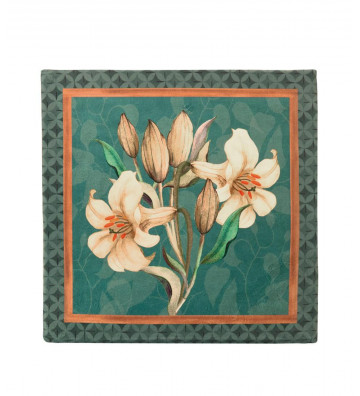 Velvet cushion with oriental lily 48x48cm - L'oca nera - Nardini Forniture