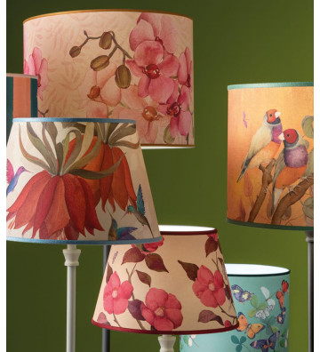 Cylindrical lampshade in fabric with orchids - L'Oca Nera - Nardini Forniture