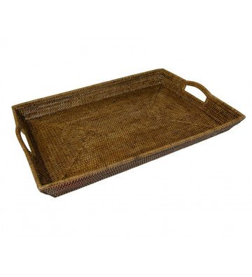 Large natural rattan rectangular tray - Caspari - Nardini Forniture