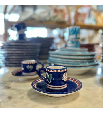 Tazza da caffè con piattino Solimene fantasia pesce blu - nardini forniture