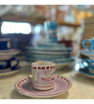 Coffee cup with saucer Solimene sepia lilac pattern - nardini supplies