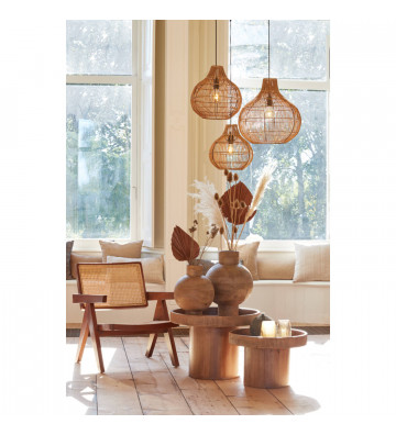 Lampadario in rattan testa di moro 50x50cm - light and living - nardini forniture