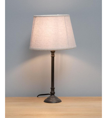 Table lamp with black metal structure and linen lampshade - Chehoma - Nardini Forniture