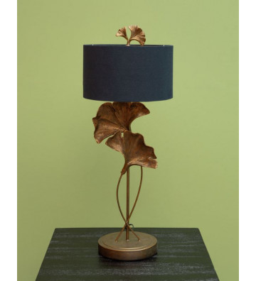 Lampada da tavolo con foglia di ginko in metallo oro - Chehoma - Nardini Forniture