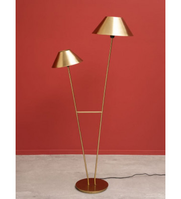 Lampada da terra a due luci in ottone dorato - Chehoma - Nardini Forniture