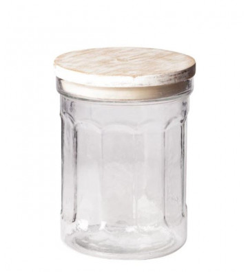 Airtight glass jar and white wood cover Ø11cm - Chehoma - Nardini Forniture