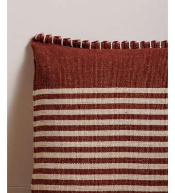 Cushion in burgundy jute with cream stripes 45x45cm - Chehoma - Nardini Forniture