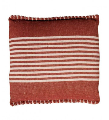 Cushion in burgundy jute with cream stripes 45x45cm - Chehoma - Nardini Forniture