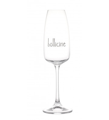 Flute champagne in vetro con scritta bianca bollicine 29cl - Nardini Forniture