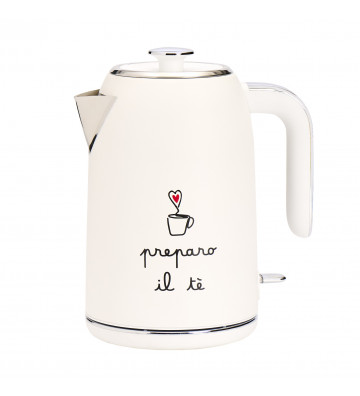 Serigraphed white electric kettle I make tea - Nardini Forniture