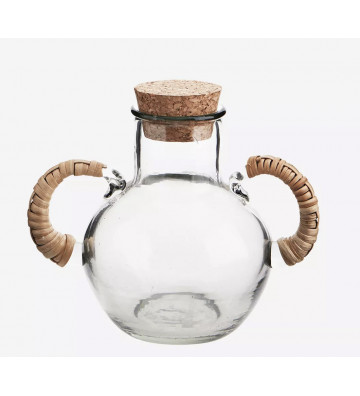 Glass jug with barrel handles and cork cap 15x12cm - Nardini Forniture
