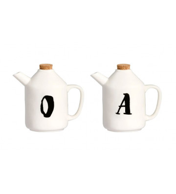 Set of 2 bottles Oil and vinegar in gres with decoration "O" and "A" 250ml - Nardini Forniture