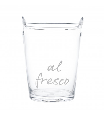 Glass ice bucket with "al...