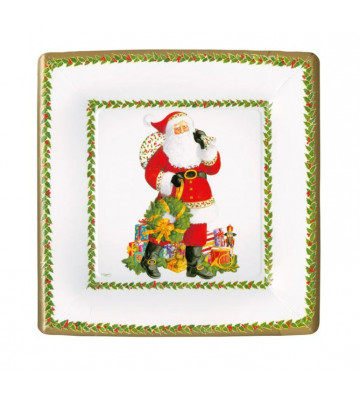 Piatti quadrati di carta piccoli Jolly St. Nick - 8 per confezione - 8 per confezione - Caspari - Nardini Forniture