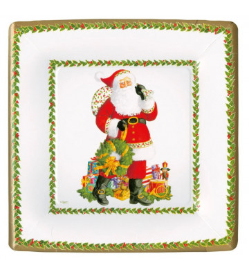 Piatti di carta quadrati grandi Jolly St. Nick - 8 per confezione - Caspari - Nardini Forniture