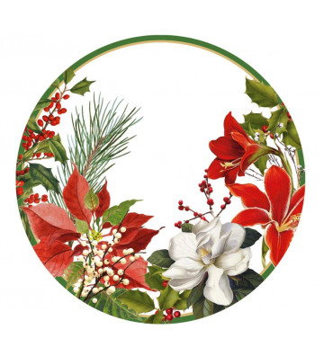 Piatti tondo di carta grande Christmas Garden - 8 per confezione - Caspari - Nardini Forniture