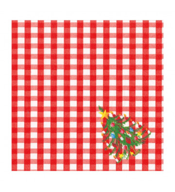 Set 20 tovaglioli in carta da pranzo a quadretti con albero di Natale - Caspari - Nardini Forniture