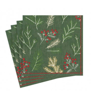 Set 20 tovaglioli in carta da pranzo rametti e bacche rosse - Caspari - Nardini Forniture