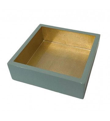 Porta tovaglioli da cocktail in legno laccato oro e verde celadon - Caspari - Nardini Forniture