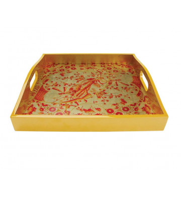 Square tray lacquered coral...