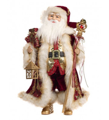 Decorazione Natalizia a forma di Babbo Natale con scettro e lanterna 48cm - Goodwill - Nardini Forniture