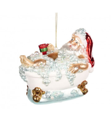 Pallina di natale in vetro Babbo Natale nella vasca da bagno 12 cm - Goodwill - Nardini Forniture