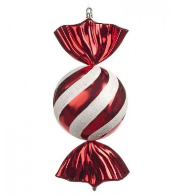 Pallina di Natale in vetro a forma di caramella bianca e rossa 41 cm - Goodwill - Nardini Forniture