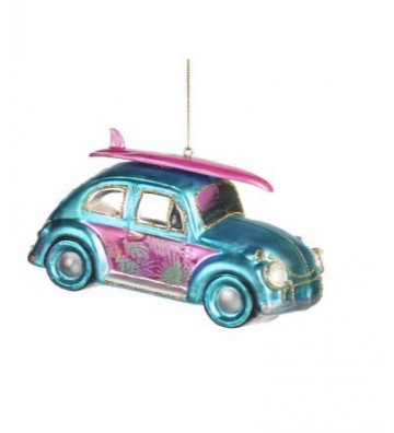 GLASS CAR BLU 15CM