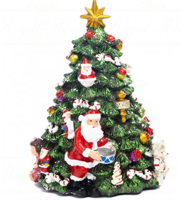 Carillon con Babbo Natale e albero in movimento e musica 16 cm - Goodwill - Nardini Forniture