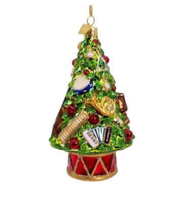 Pallina di Natale in vetro albero di Natale con strumenti musicali 13 cm - Nardini Forniture