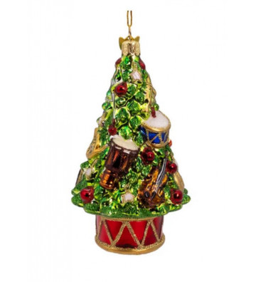 Pallina di Natale in vetro albero di Natale con strumenti musicali 13 cm - Nardini Forniture