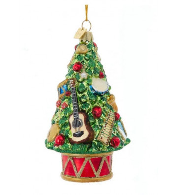 Pallina di Natale in vetro albero di Natale con strumenti musicali 13 cm - Nardini Forniture