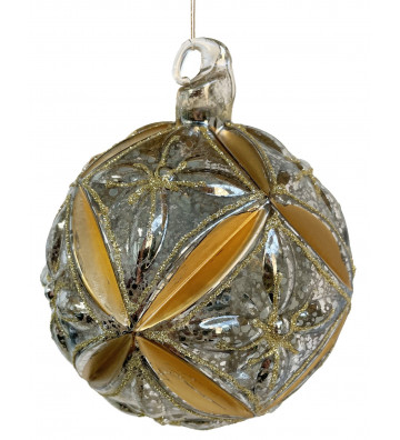 GLASS FLORAL BALL GOLD