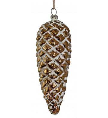 GLASS PINECONE GOLD WHITE