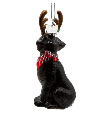 Pallina di Natale in vetro cane Labrador nero 10 cm - Nardini Forniture