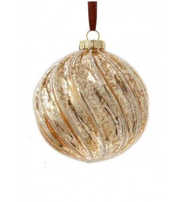 Pallina di Natale tonda in vetro argento e oro 12 cm - Nardini Forniture