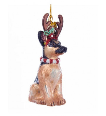 Pallina di Natale in vetro cane Pastore Tedesco 10 cm - Nardini Forniture