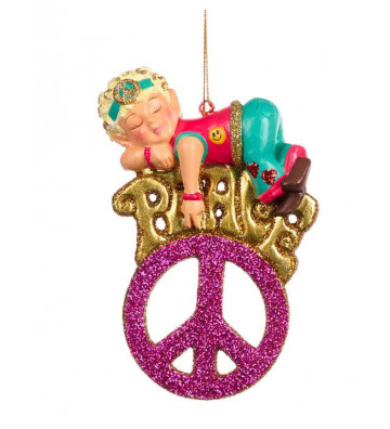 Pallina di Natale elfo addormentato peace & love - Goodwill - Nardini Forniture