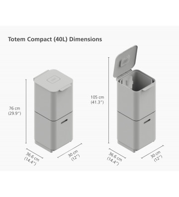 White recycling bin with odor filter - Totem Compact 40L