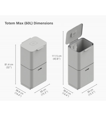 White Recycling Pad with Smell Filter - Totem Max 60L - Joseph&Joseph - Nardini Forniture