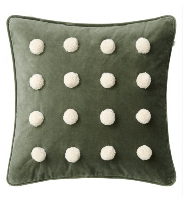 Shimla cushion cover in velvet Green forest with polka dots 50x50 cm - Nardini Forniture