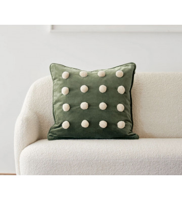 Shimla cushion cover in velvet Green forest with polka dots 50x50 cm - Nardini Forniture
