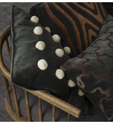 Shimla cushion cover in velvet Green forest with polka dots 50x50 cm - Nardini Forniture