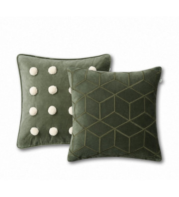 Shimla cushion cover in velvet Green forest with polka dots 50x50 cm - Nardini Forniture