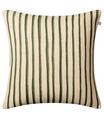 Cushion cover in ivory Jaipur linen with green stripes 50x50cm