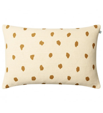 Yash ivory linen cushion cover with yellow polka dots 40x60cm - Nardini Forniture