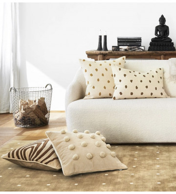 Fodera per cuscino in lino Yash avorio con pois giallo 40x60cm - Nardini Forniture